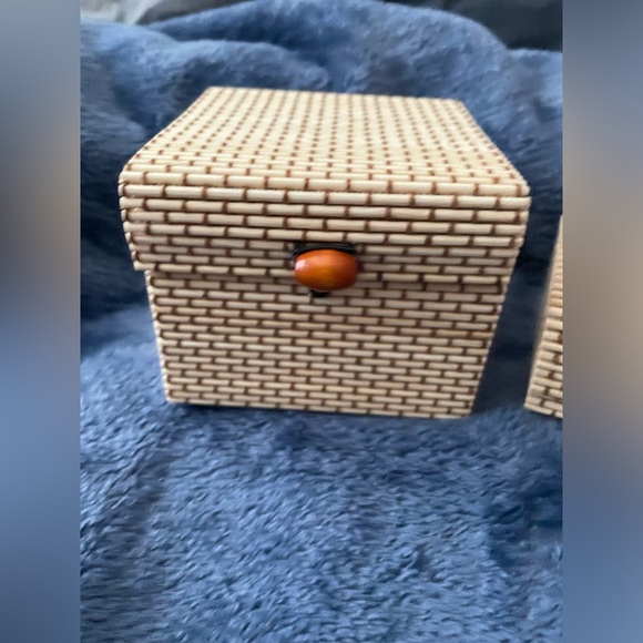 Miniature storage trunks Boho woven boxes or baskets All NEW - Picture 4 of 6